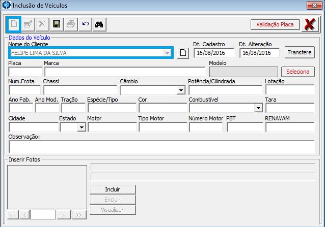 2 Em seguida clique no botão Novo Veículo.