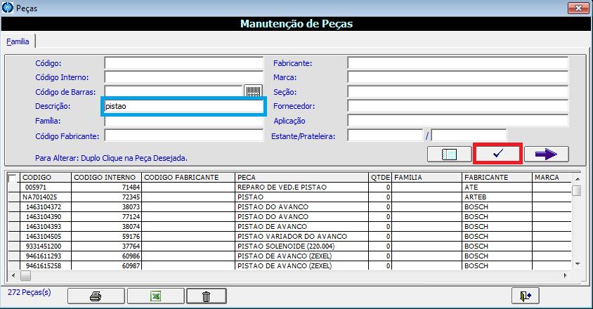 11.3 Em seguida aparecerá uma lista de peças que contenham o nome referente ao que