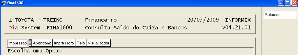 Tesouraria Capitulo 05 Surgirá esta tela para que seja impresso o relatório.