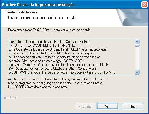 Configuração sem fios para Windows utilizando a aplicação de instalação automática da Brother Instalar o controlador de impressora 4 Configuração incorrecta NÃO