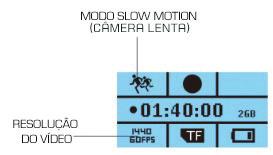 D) MODO SLOW MOTION A câmera irá gravar em 1440p / 60fps e o vídeo será reproduzido em 1440p / 30fps.