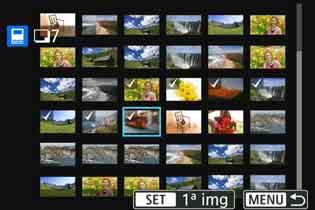 p Especificar Imagens para um Livro de Fotografias 3 Especificar o Intervalo Pode especificar o intervalo de imagens para selecionar todas as imagens dentro do intervalo de uma só vez.