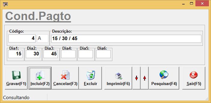 Página 25-48 23. CADASTROS DE CONDIÇÃO DE PAGAMENTO O cadastro de Conta é utilizado no Pedido e nos relatórios e pesquisas. O código é controlado pelo sistema, não precisa preencher.