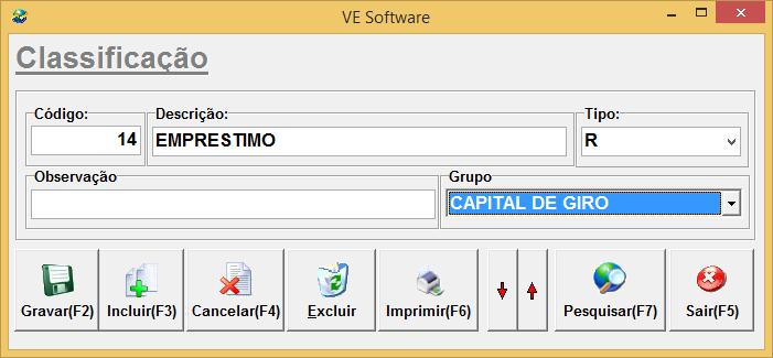 16. CADASTRO DE CLASSIFICAÇÃO O Cadastro de Classificação é utilizado na tela de Pedido, nos relatórios, agrupando os pedidos.