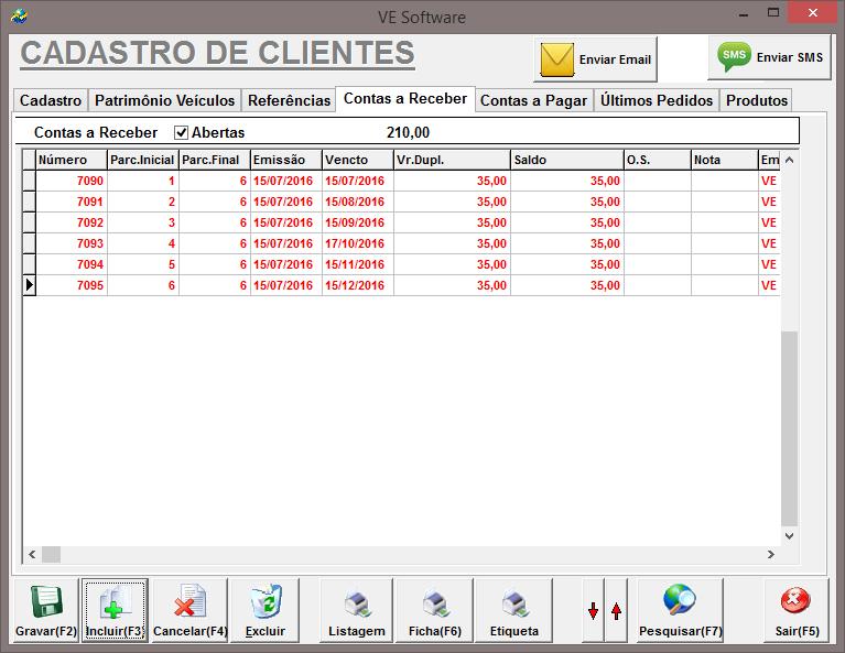 . CLIENTE CONTAS A RECEBER Selecione a aba Contas a receber, nesta tela é listado