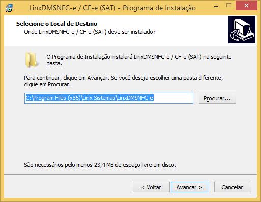 Instalação a) Execute o instalador do produto Instalar Linx DMS NFC-e v0750.exe.