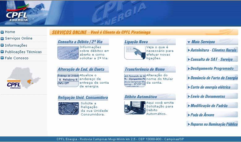 Visualização do Portal CPFL