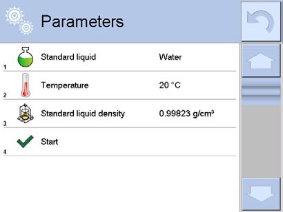 Densidade do líquido referencial 1. No caso de seleção da opção Water ou Etanol, sua densidade será automaticamente determinada e projetada com base nas tabelas de densidade integradas: 2.