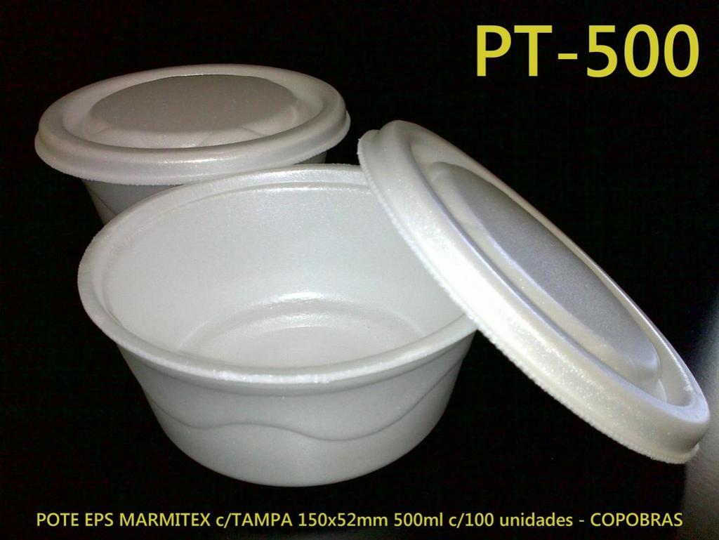 Marmitex c/tampa EPS PT-500 150 x 52 mm 500 ml