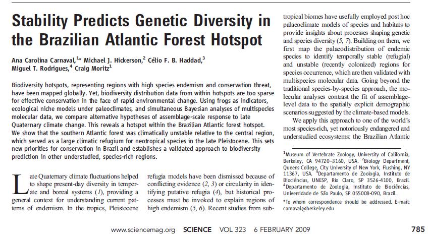 Genetic diversity with frogs as indicators Science, 2009