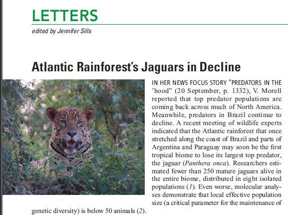 BIOTA: Jaguar population in Brazil 25/08/2014