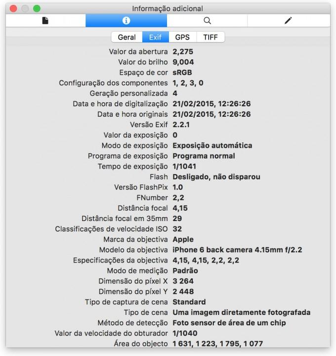 Mas onde nos interessa mesmo focar atenções é no separador GPS. Aqui é onde nos diz a informação que nos vai posicionar no local onde esta determinada foto foi tirada.