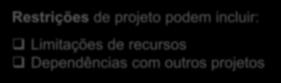 é desenvolvido, mantido e que o deve suportar em operação Requisitos para a qualidade ou para a arquitetura ou design Requisitos e Restrições de Projeto Requisitos que definem como o projeto de