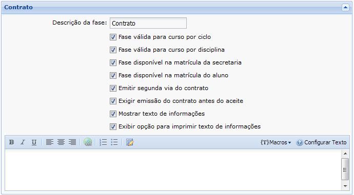 exibido na fase. Mostrar texto de informações: Marcar esta opção para digitar um texto livre que será 5.2.