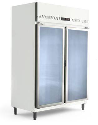 REFRIGERADOR VERTICAL DE 02 PORTAS (PADARIA) Refrigerador Vertical com 02 (duas) portas inteiriças em vidro, corpo interno em aço inox 304, com temperatura de trabalho de aproximadamente +1 C à +10