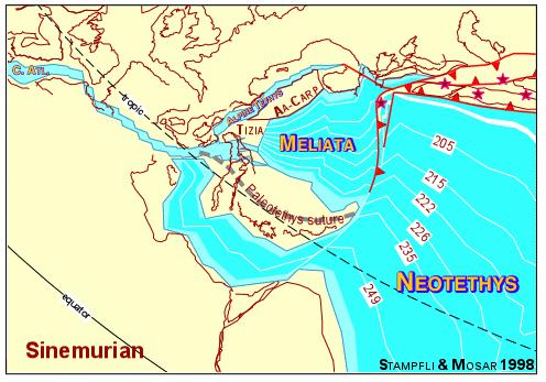 Geologia da Europa 200Ma!Extensa orogenia no este (Irão, Cáucaso)!