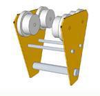 Trole em aço com 4 roldanas para uso em viga I.
