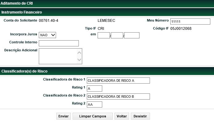 Campo com 4 caracteres alfanuméricos.