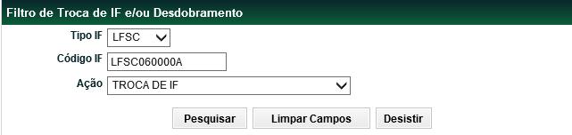 Troca de IF e/ou Desdobramento Menu Títulos e Valores Mobiliários > Instrumento Financeiro > Troca de IF e/ou Desdobramento Visão Geral Função disponível apenas para os seguintes instrumentos