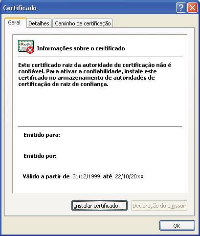 d Clique em Instalar certificado no separador Geral.