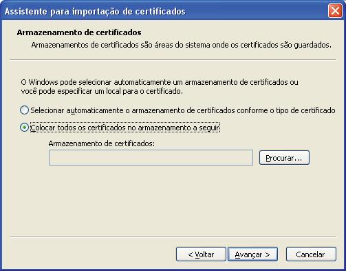 Certificados aparecer, clique em Avançar.