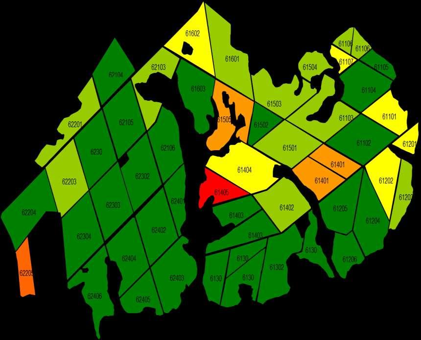 % Erradicação por HLB na Safra 2015/16 0% >0-1% >1-2%