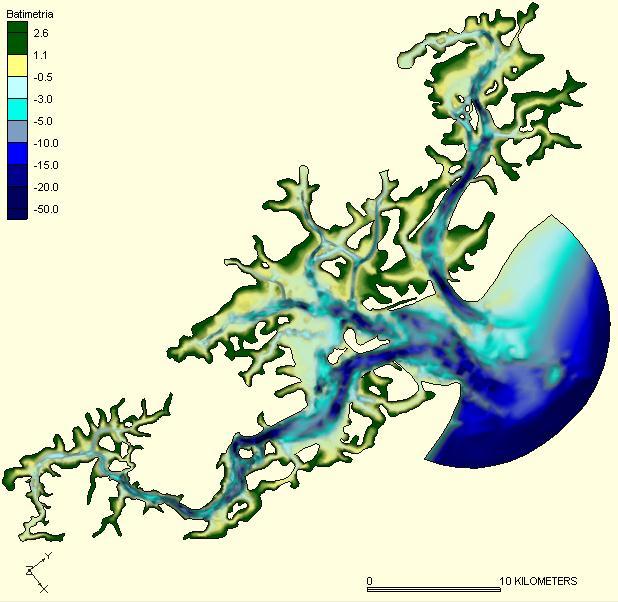 (m) rio Serinhaém rio Pinaré rio Igrapiúna rio Sorojó Ilha Grande rio Maraú Figura 4: Modelo digital do terreno em metros.