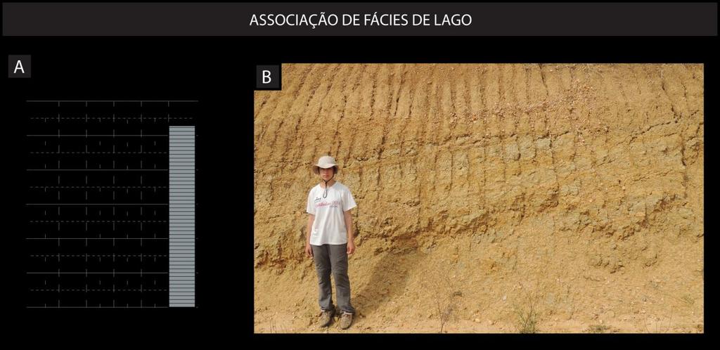 44 4.2.6 Lago Esta associação de fácies é constituída por folhelhos argilosos esverdeados, com laminação plano-paralela e fraca bioturbação (Fl). Esta associação tem espessura de 2,75 m (Fig. 21).