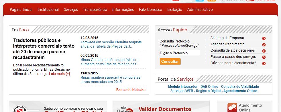 O Registro Digital também é feito através do site da Junta