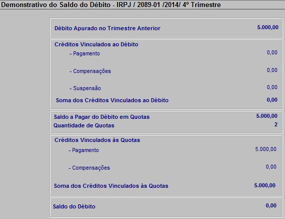 Ficha Demonstrativo do Saldo do