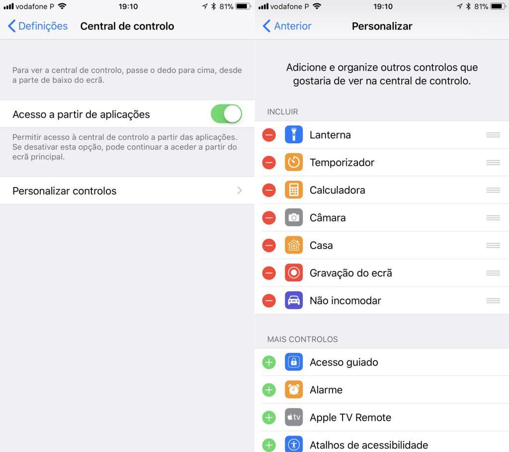 Esta é uma das mais populares novidades no ios 11. Deslize o dedo de baixo para cima no ecrã e tem um novo grupo de ícones que lhe vão poupar muito tempo.