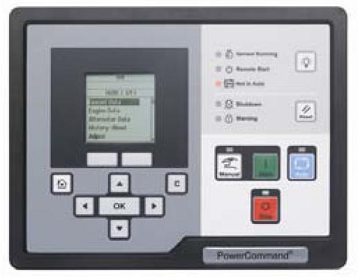 Interface homem-máquina do PowerCommand HMI220 Descrição Este sistema de controle inclui um painel de interface intuitiva para o operador que permite o controle completo do grupo gerador além de