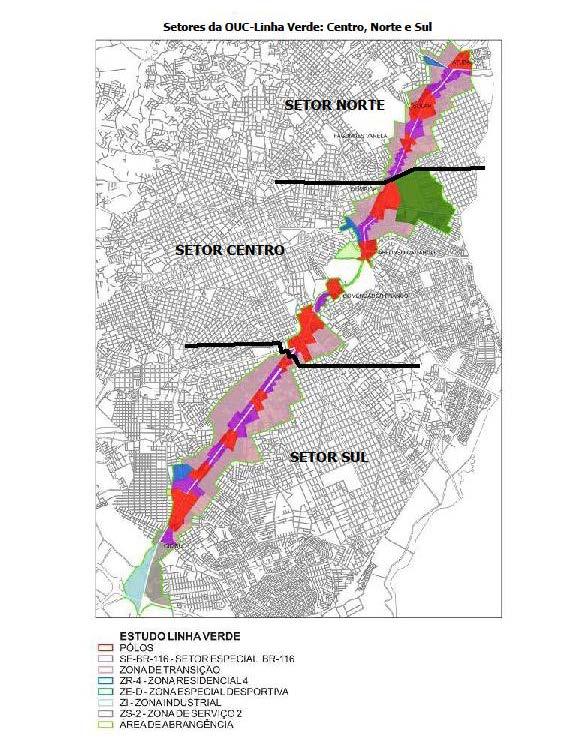 FIGURA 5 ZONEAMENTO NA LINHA VERDE. FONTE: IPPUC, 2016.