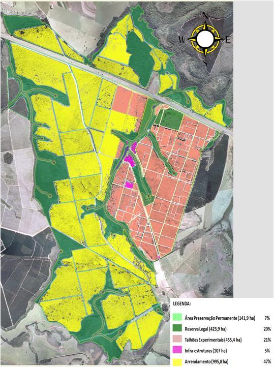 Na EECF de Itatinga existem 565,8 ha de áreas protegidas, predominantemente do bioma Cerrado, sendo 141,9 ha de APP e 423,9 ha de RL (Figura 2B).