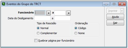 2) Ao emitir o relatório de eventos por grupos, os eventos relacionados aos grupos 56-Horas Extras, 95-Outras Verbas e 115-Outros Descontos são agrupados no grupo principal em que estão vinculados,