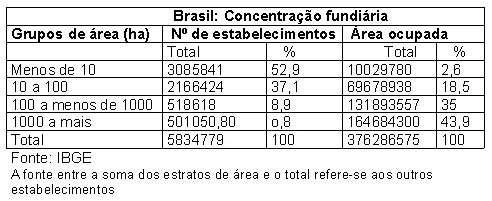 Concentração fundiária no Brasil Há grandes proprietários em nosso país, que detém áreas quase do tamanho de alguns países da Europa A reforma agrária inclui várias medidas que visam manter o