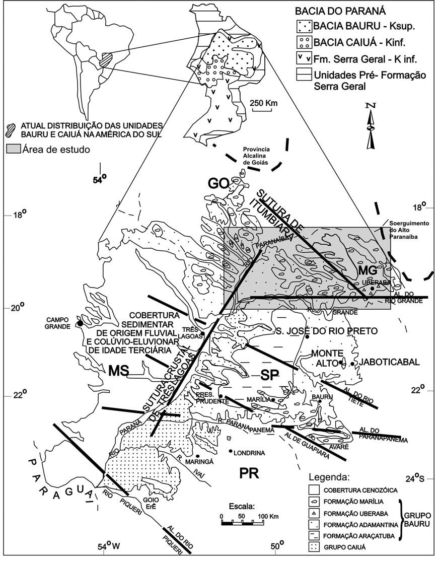 Arquitetura deposicional e evolução da seqüência aluvial neocretácea da porção setentrional da Bacia Bauru, no sudeste brasileiro sil-áfrica a leste.