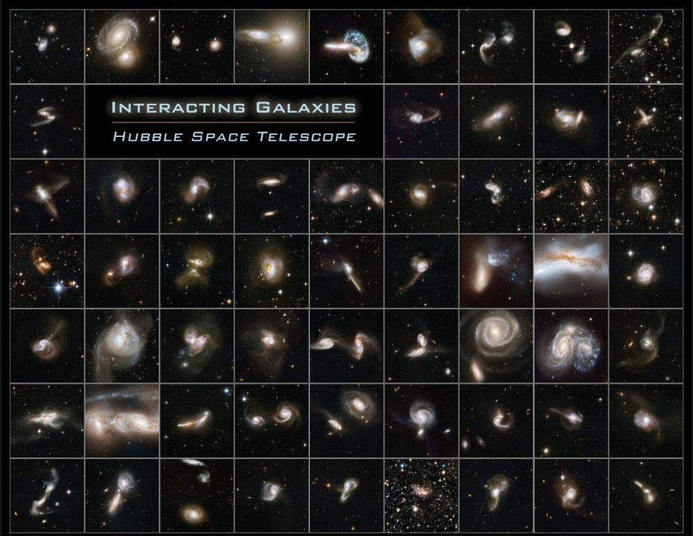 Colisões de galáxias (HST).