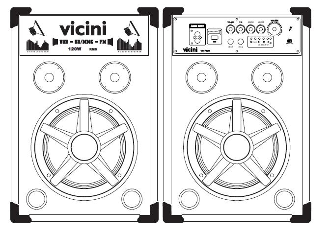 vicini VC-7120 Caixas Amplificadoras de Som USB CARTÃO SD/MMC RÁDIO FM Manual de