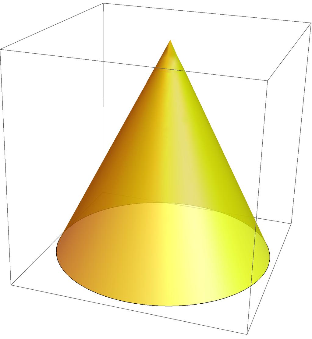 118 CAPÍTULO 4. MUANÇA E COORENAAS C = {(r, θ, z) R 3 / r = a, θ 2 π, z (, + )}. [2 O cone com base num disco de raio 1.5 centrado na origem e altura 3.