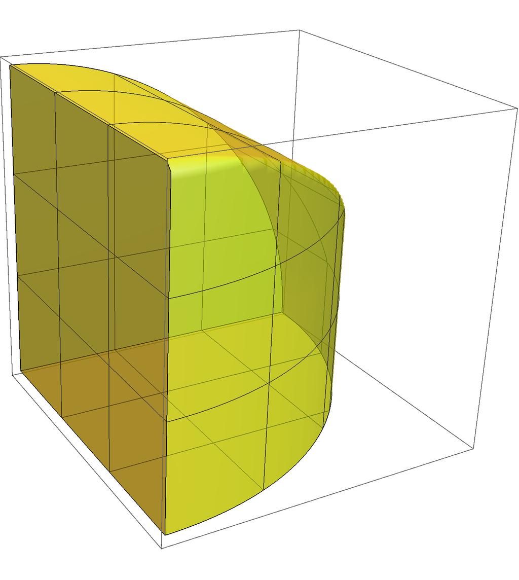 4 CAPÍTULO 1. INTEGRAÇÃO UPLA Figura 1.35: O sólido no primeiro octante Claramente é região do tipo I: = {(x, y) / x a, y a 2 x 2 }. 1 Figura 1.