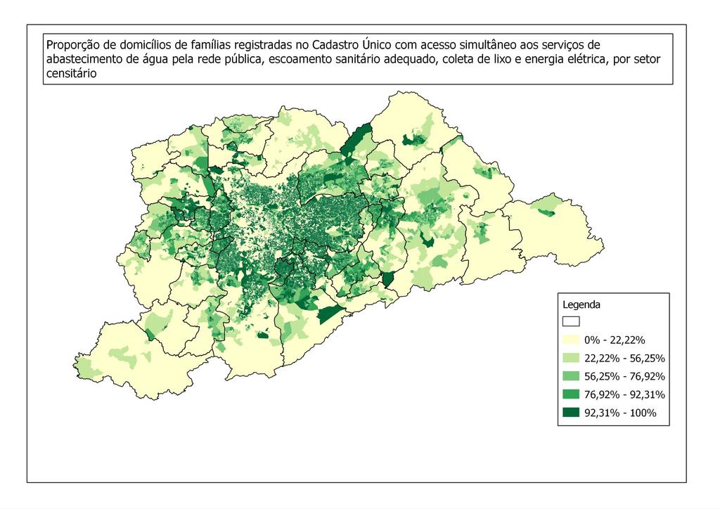 Cadastro Único no Território Domicílios com acesso simultâneo aos serviços de utilidade pública: