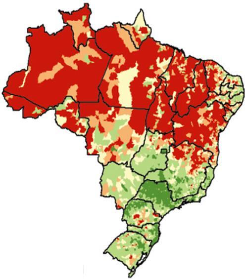 Motivação Exclusão Elétrica x IDH Legenda 16,85 a 77,50 77,51 a 85,00 85,01 a 93,48 93,49 a 99,25 99,26 a 100,00 Média Nacional: 93,48% Legenda 0,467 a 0,672 0,673 a 0,720 0,721 a 0,766 0,767 a