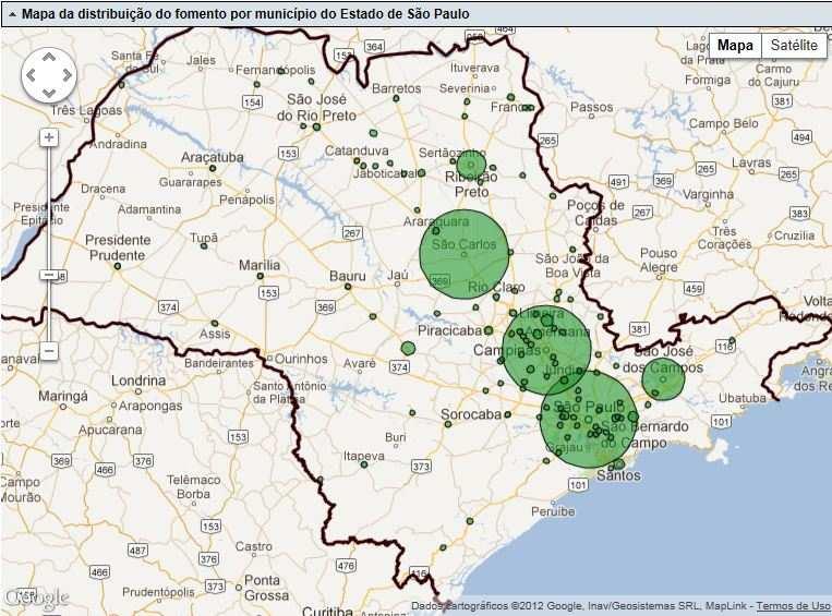 Distribuição dos projetos PIPE em SP Em http://www.bv.