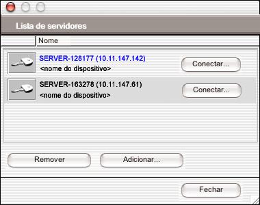 COMMAND WORKSTATION, MACINTOSH EDITION 52 3 Selecione o Fiery EX4112/4127 que deseja utilizar e clique em Adicionar. O Fiery EX4112/4127 selecionado é exibido na caixa de diálogo Lista de servidores.