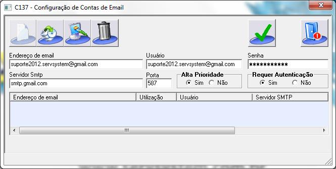 faz o envio para os emails configurados no parâmetro e exista uma conta de email cadastrada no sistema para envio. Veja abaixo como cadastrar uma conta de email.