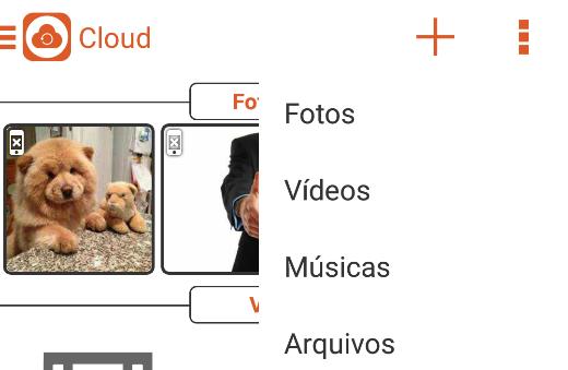 No painel central da tela Home podemos visualizar e acessar arquivos armazenados no Cloud.