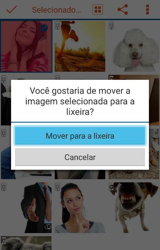 3.2.4 Apagar Imagens do Cloud Para excluir uma ou mais Imagens, marque as Imagens desejadas e selecione a opção Apagar : Se tem certeza que deseja