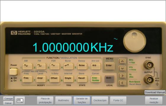 Podem se ajustar a amplitude e a frequência do sinal de saída, para que se possam efetuar experimentos específicos. A figura 4.1 mostra o disponível no VISIR. Protoard Figura 4.