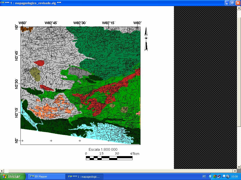Figura 2. Mapa geológico e estrutural final da região do Rio Mucajaí. 3.